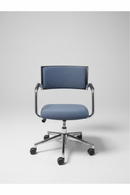 USED Mid-Back Task Chair – Dauphin Blue Fabric with Fixed Arms