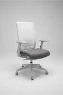 Pre-Owned Haworth Very Task Chair – White Mesh Back and Purple Fabric Seat
