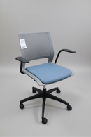 USED Lumin Task Chair – Grey Back with Blue Vinyl Seat