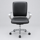 USED All-Vinyl Guest Chair – Black with Fixed Chrome Arms