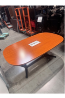 USED Conference Table – Honey Oak Laminate with Black Metal Base