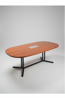USED Conference Table – Honey Oak Laminate with Black Metal Base