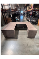 USED U-Shaped Executive Desk with Storage – Driftwood Finish
