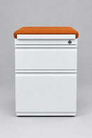USED Metal Mobile File Cabinet with Cushion – White and Copper