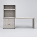 USED Credenza with Lateral and Hutch – 20"D x 96.5"W x 42"H, Beachwood