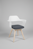 USED Guest Chair with Fabric Seat and Wooden Legs – Gray and White