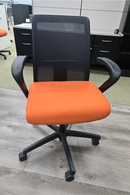 USED Volt Mid-Back Task Chair – Orange Fabric Seat and Black Mesh Back
