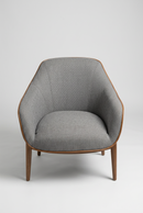 USED Upholstered Lounge Chair – Gray Fabric with Wood Legs