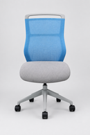 USED SIT-ON-IT TASK CHAIR – GRAY FABRIC SEAT AND LIGHT BLUE MESH BACK