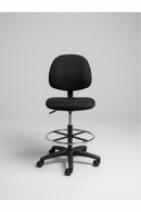 USED BOSS Drafting Stool – All Black Fabric with Mid-Back and Footring