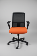 USED Volt Mid-Back Task Chair – Orange Fabric Seat and Black Mesh Back