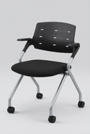 USED Nesting Training Chair with Casters – Black Seat and Back with Silver Frame