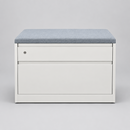 USED 2-Drawer Lateral File Cabinet – White with Blue Cushion