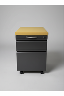 USED Metal Mobile Box/File – Dark Grey with Yellow Cushion