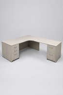 USED L-SHAPE DESK – LIGHT WOODGRAIN