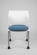 USED Inflex Guest Chair – White Plastic Back and Blue Fabric Seat