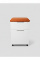 USED Metal Mobile Box/File – White with Orange Cushion