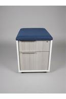 USED Laminate Mobile Box/File – White, Grey, and Blue Cushion