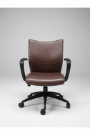 USED Conference Mid-Back Chair – Brown Leather with Fixed Arms