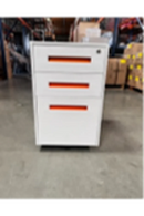 USED Mobile Box/Box/File Pedestal – White with Orange Handles