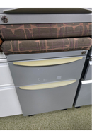 USED Metal Mobile Box/File with Cushion – Grey with Brown Top
