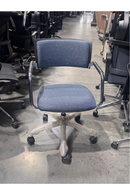 USED Mid-Back Task Chair – Dauphin Blue Fabric with Fixed Arms