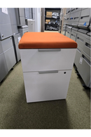 USED Mobile Box/File Pedestal – White, Modern Walnut and Orange