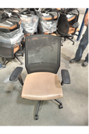 USED Allsteel Lyric Chair – Black Mesh Back and Camel Vinyl Seat