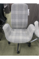 USED Ellie High Back Chair – Beige and Blue Plaid Fabric
