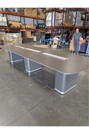 USED Conference Table – Silver, 16 ft with Three Bases