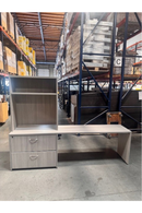 USED Credenza with Lateral and Hutch – 20"D x 96.5"W x 42"H, Beachwood