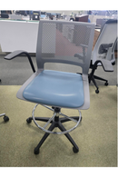 USED Lumin Chair – Grey Back with Blue Vinyl Seat