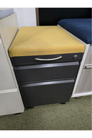 USED Metal Mobile Box/File – Dark Grey with Yellow Cushion