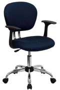 Silla de oficina giratoria acolchada de malla negra de respaldo medio FLASH Beverly con base y brazos cromados