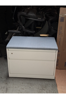 USED 2-Drawer Lateral File Cabinet – White with Blue Cushion