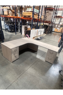 USED L-Shaped Desk – 72"W x 90"D, Light Woodgrain