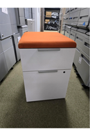 USED Metal Mobile Box/File – White with Orange Cushion