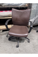 USED Conference Mid-Back Chair – Brown Leather with Fixed Arms