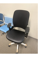 USED Steelcase Leap V2 Task Chair – Leather Seat and Fabric Back, Black