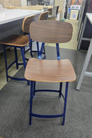 USED Bar Height Metal Frame Chair – Brown and Blue