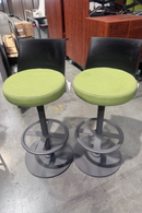 USED Adjustable Stool with Foot Ring – Green Fabric Seat