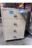 Used 4-Drawer Lateral File Cabinet – Tan, 37.5"W x 22"D x 53"H