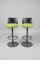 USED Adjustable Stool with Foot Ring – Green Fabric Seat