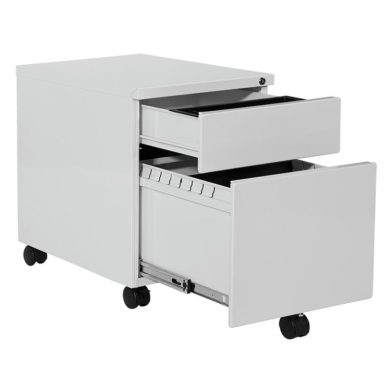 Office Star Products MOBILE BOX/FILE PEDESTAL, 22"D, SILVER - PM22BF