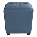 Puf de almacenamiento ROCKFORD en piel sintética azul pizarra de Ave Six by Office Star Products - RCK361-P55