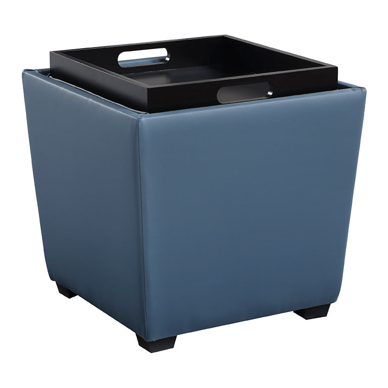 Ave Six by Office Star Products ROCKFORD STORAGE OTTOMAN IN SLATE BLUE FAUX LEATHER - RCK361-P55