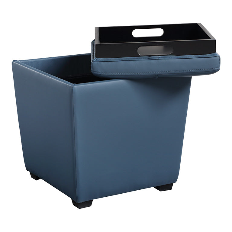 Ave Six by Office Star Products ROCKFORD STORAGE OTTOMAN IN SLATE BLUE FAUX LEATHER - RCK361-P55