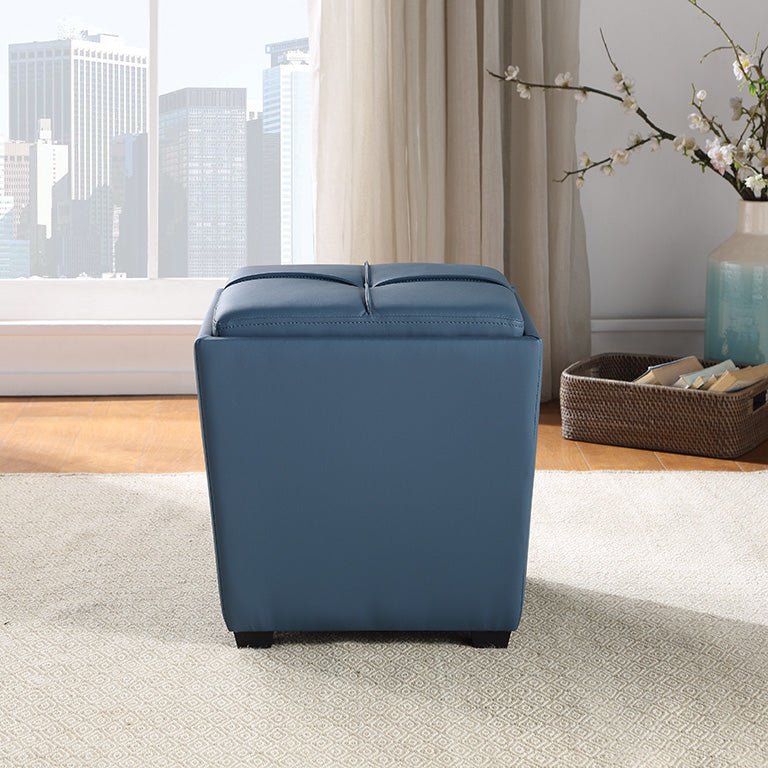 Ave Six by Office Star Products ROCKFORD STORAGE OTTOMAN IN SLATE BLUE FAUX LEATHER - RCK361-P55