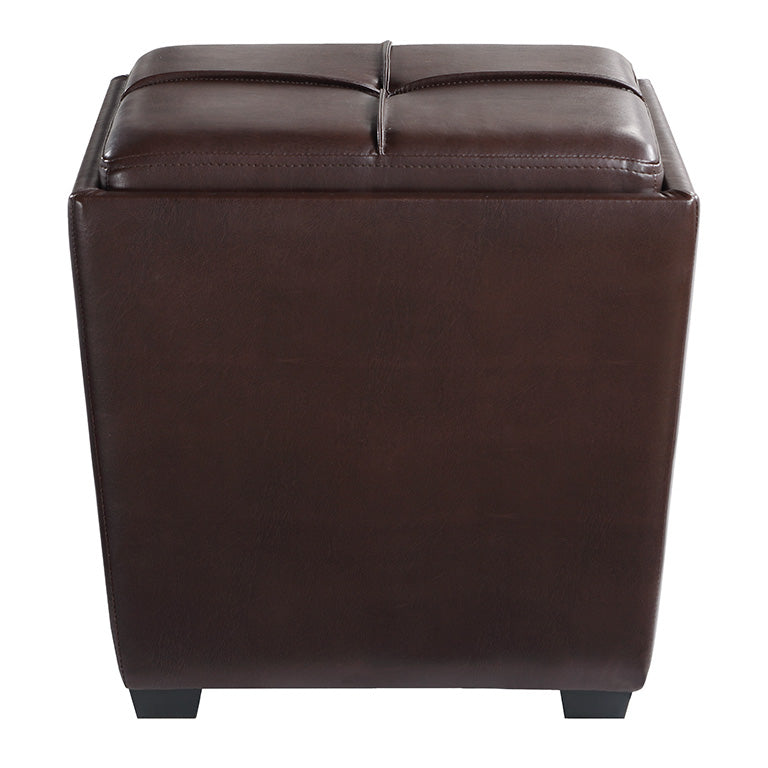 Ave Six by Office Star Products ROCKFORD STORAGE OTTOMAN IN PEWTER FAUX LEATHER - RCK361-PD