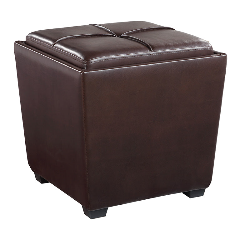 Ave Six by Office Star Products ROCKFORD STORAGE OTTOMAN IN PEWTER FAUX LEATHER - RCK361-PD